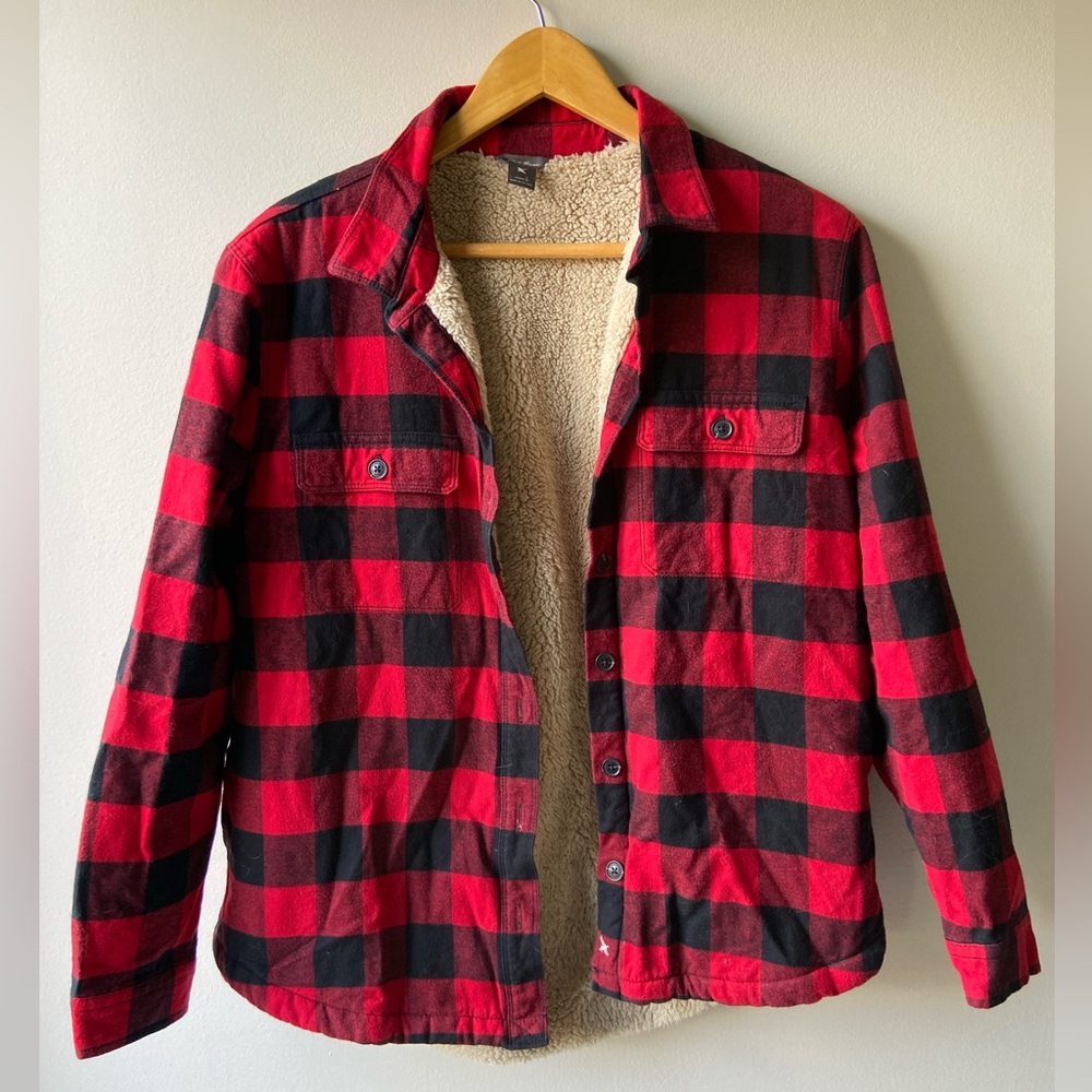 Eddie Bauer Buffalo plaid shacket with Sherpa lining